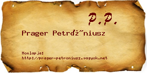 Prager Petróniusz névjegykártya